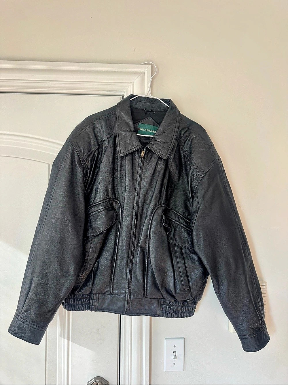 Men’s Hill & Archer Black Leather Jacket Used Size 42 (or Large)
